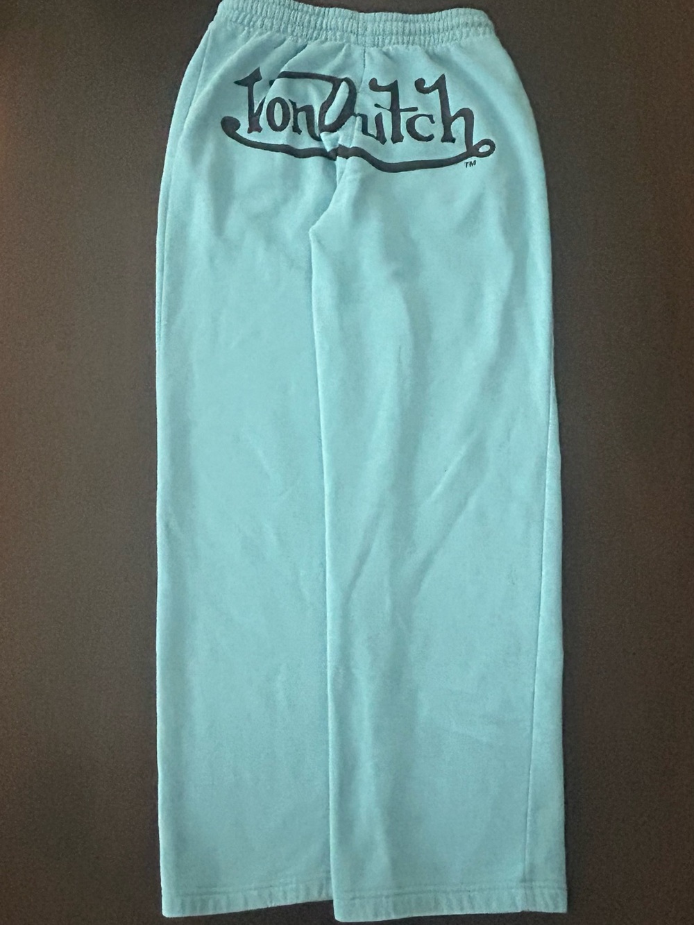 Y2K Von Dutch Skull Rise Graphic Light Blue Streetwear Baggy Sweatpants Size S - Picture 7 of 8